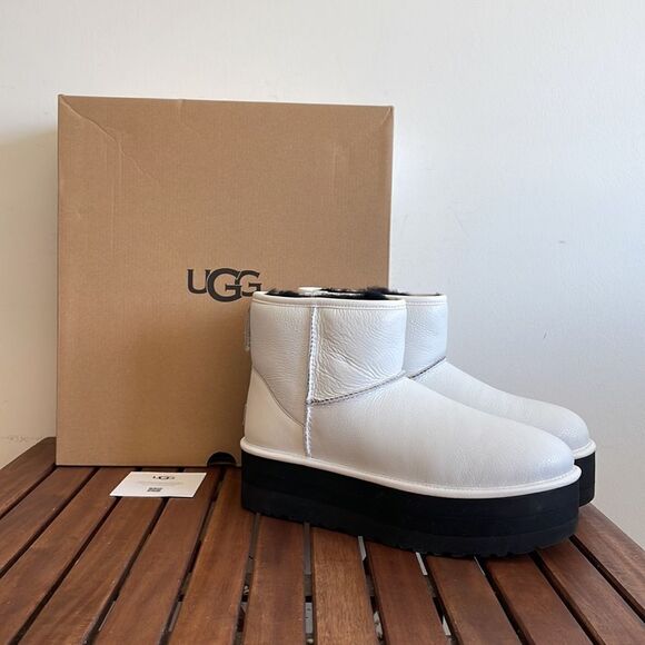 UGG Shoes - UGG Classic Mini Platform Ultra Matte White Women Size 11
